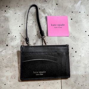 NWT Kate Spade wristlet billfold wallet clutch wristlet black saffiano leatber